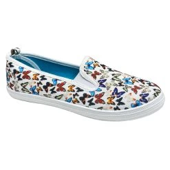 Best Sale 🔔 Ashley-Blue 👩 Womens Ashley Blue Canvas Butterfly Print Flats 🎉