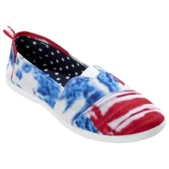 Cheap ⭐ Ashley-Blue 👩 Womens Ashley Blue Americana Canvas Tie Dye Slip On Flats 🔔