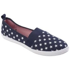 Best deal 😍 Ashley-Blue Flats 👩 Womens Ashley Blue Navy With Stars Canvas Slip Ons 😍