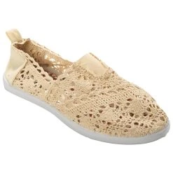 Discount π Ashley-Blue π© Womens Ashley Blue Crochet Center Gore Slip On Flats π₯