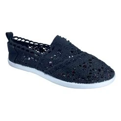 Outlet 🔥 Ashley-Blue 👩 Womens Ashley Blue Crochet Center Gore Slip On Flats ✨