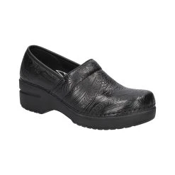 Outlet 😀 Easy-Works-by-Easy-Street 👩 Womens Easy Works By Easy Street Lead Black Tooled Clogs 🔔